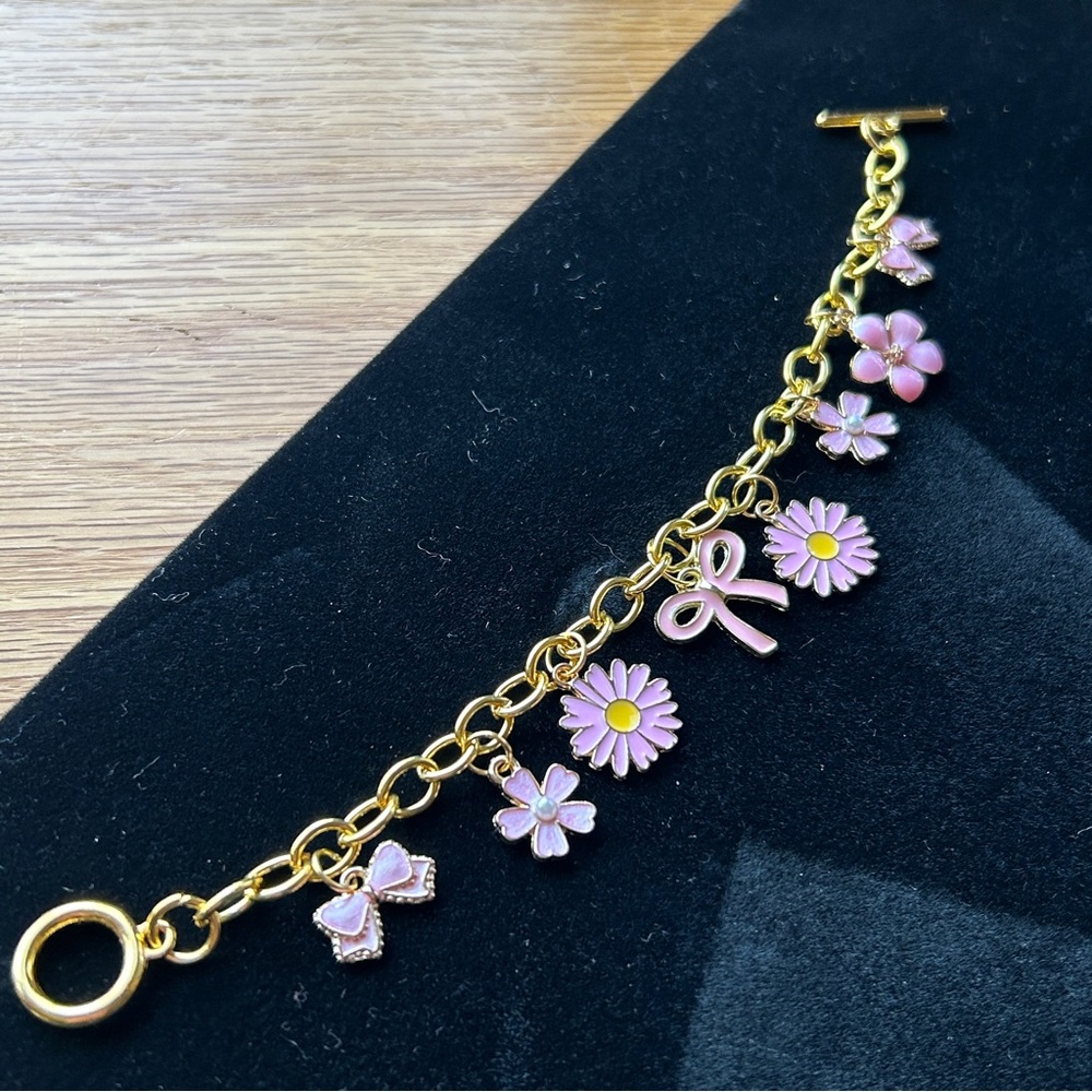 Hand designed pink themed Charm Bracelet